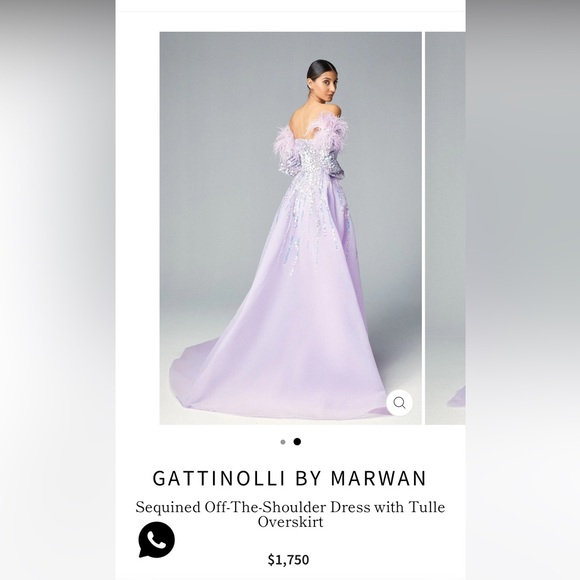 GATTINOLLI BY MARWAN
Sequined Off-The-Shoulder Dress with Tulle Overskirt - Picture 2 of 3